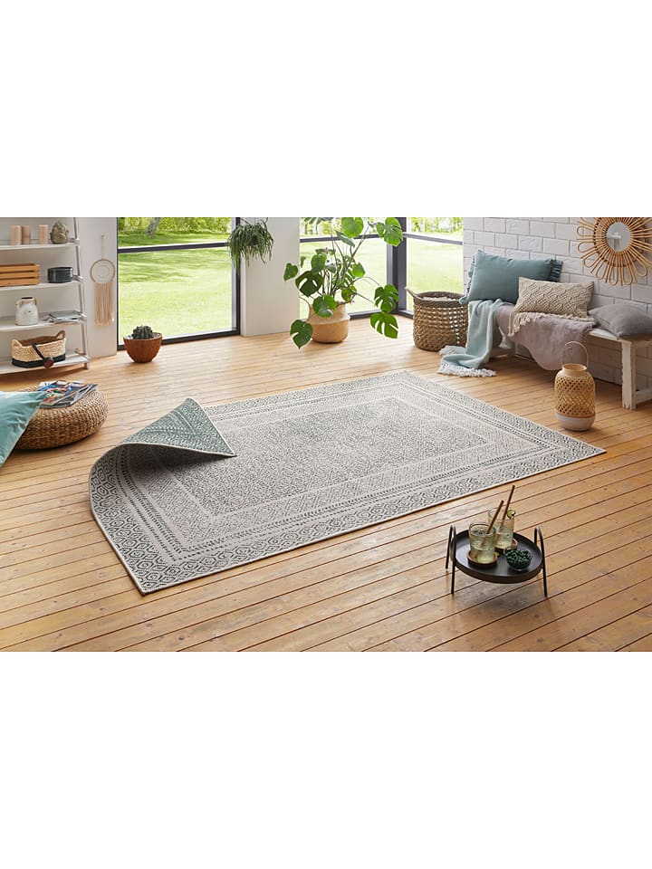 WHITE LABEL Indoor-/ Outdoor-Teppich in Grün/ Creme günstig kaufen