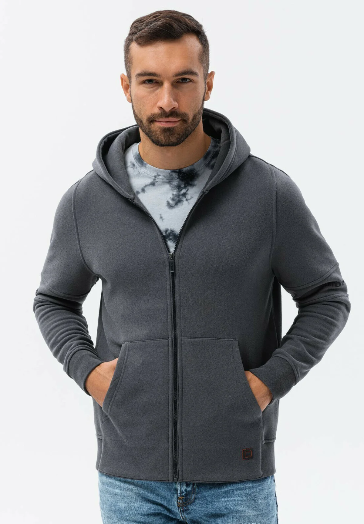 Sudadera con cremallera y estampados ombré
