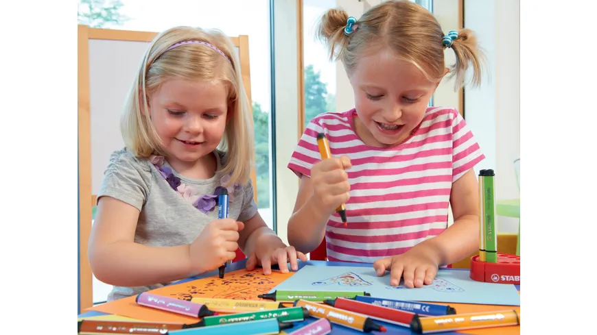 STABILO® Gefederter Dreikant-Filzstift - STABILO Trio Scribbi - 8er Pack - mit 8 verschiedenen Farben sortiert