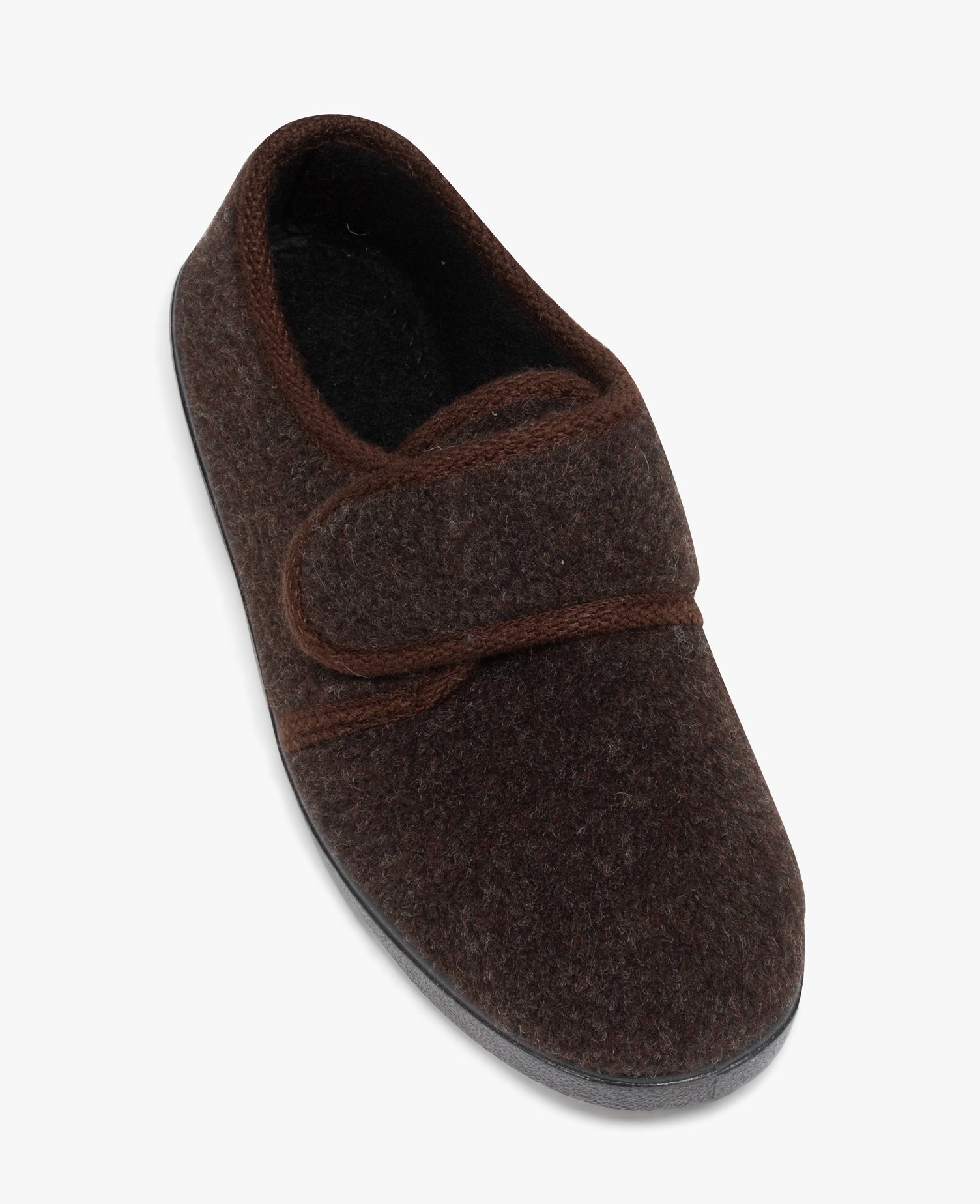 Chaussons homme velours uni et fourrés laine marron | GEMO