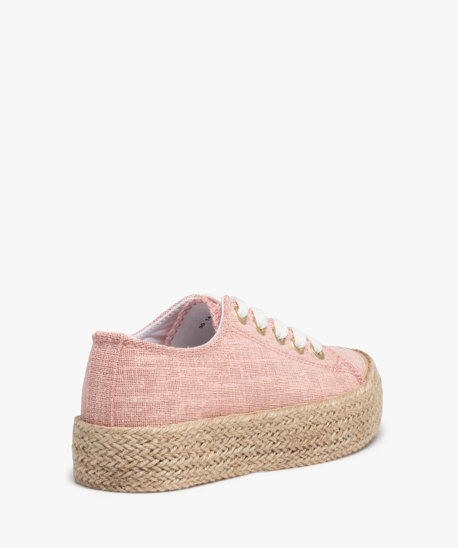 Tennis fille en toile à semelle plateforme en cordelette rose | GEMO