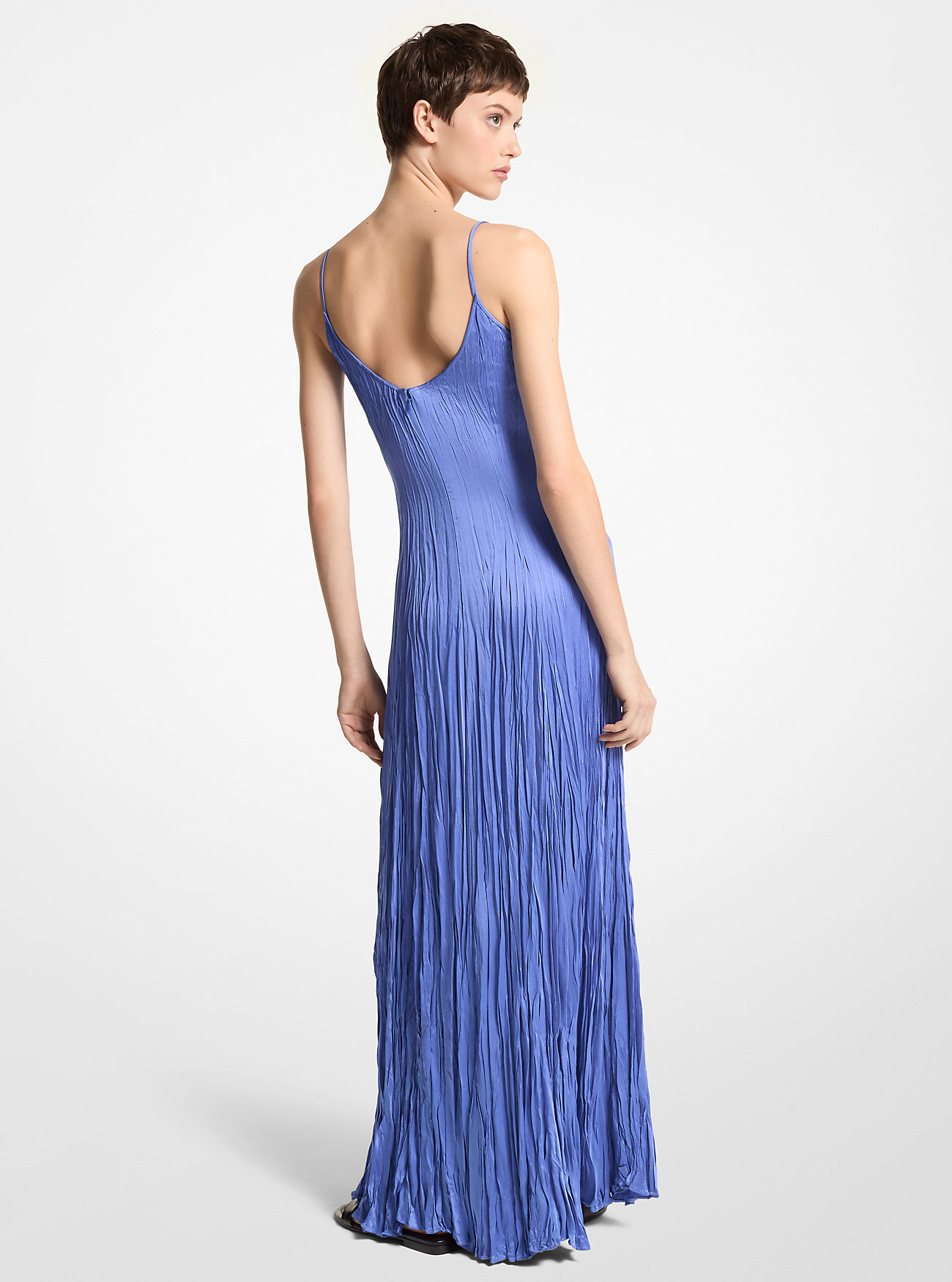 Jamison Crushed Charmeuse Slip Dress - AZURE