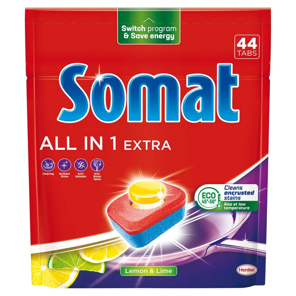 „Somat All in One“ indaplovės tabletės su citrinų skoniu, 44 vnt.