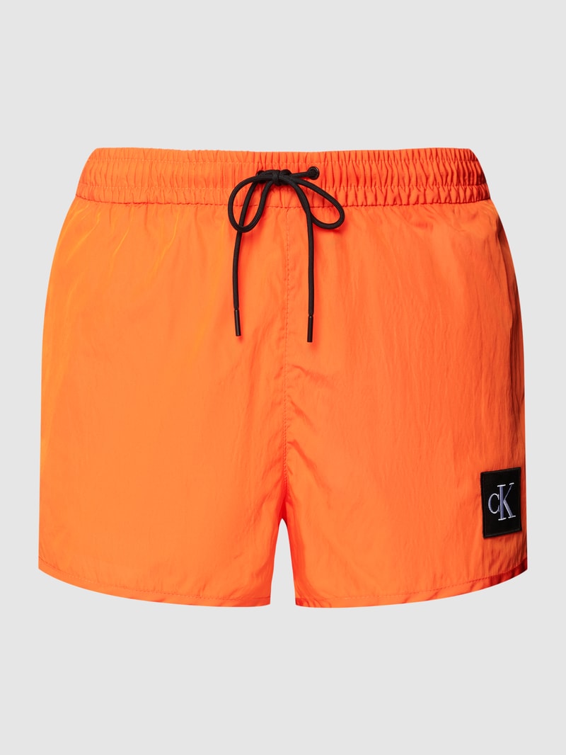 Badehose mit Label-Patch Modell 'SHORT RUNNER' in orange