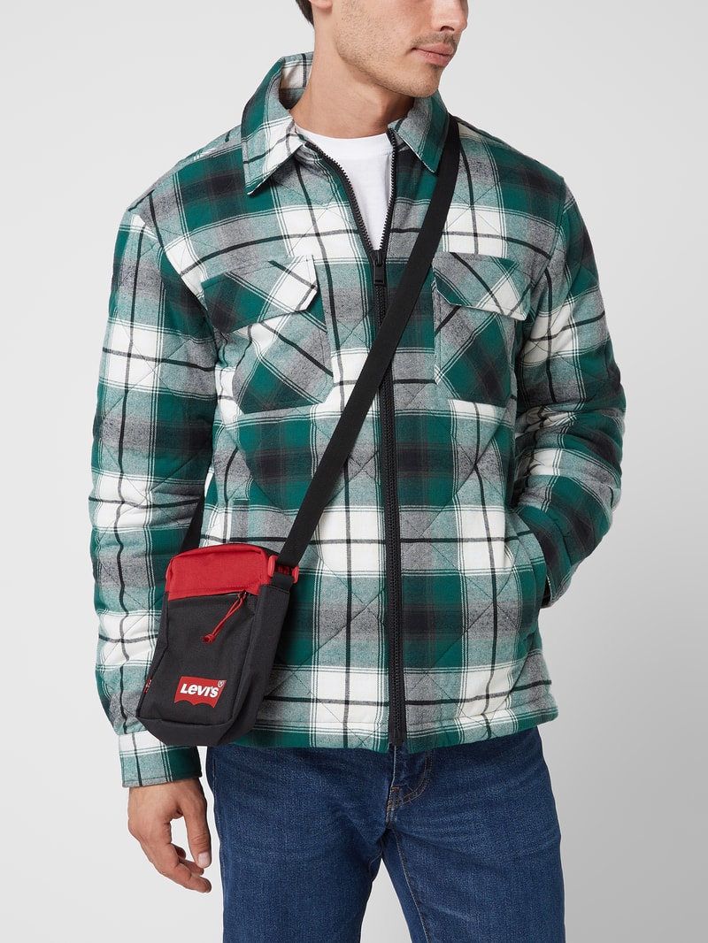 Umhängetasche mit Logo-Print in marineblau