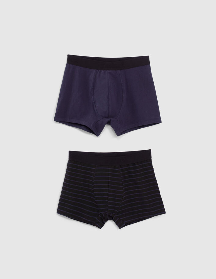Boxers marine et noir rayé marine Homme