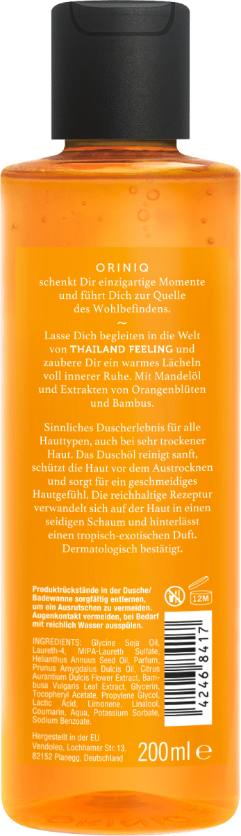 Duschöl Thailand Feeling mit 77 % Ölanteil, Orangenblüten & Bambus, 200 ml