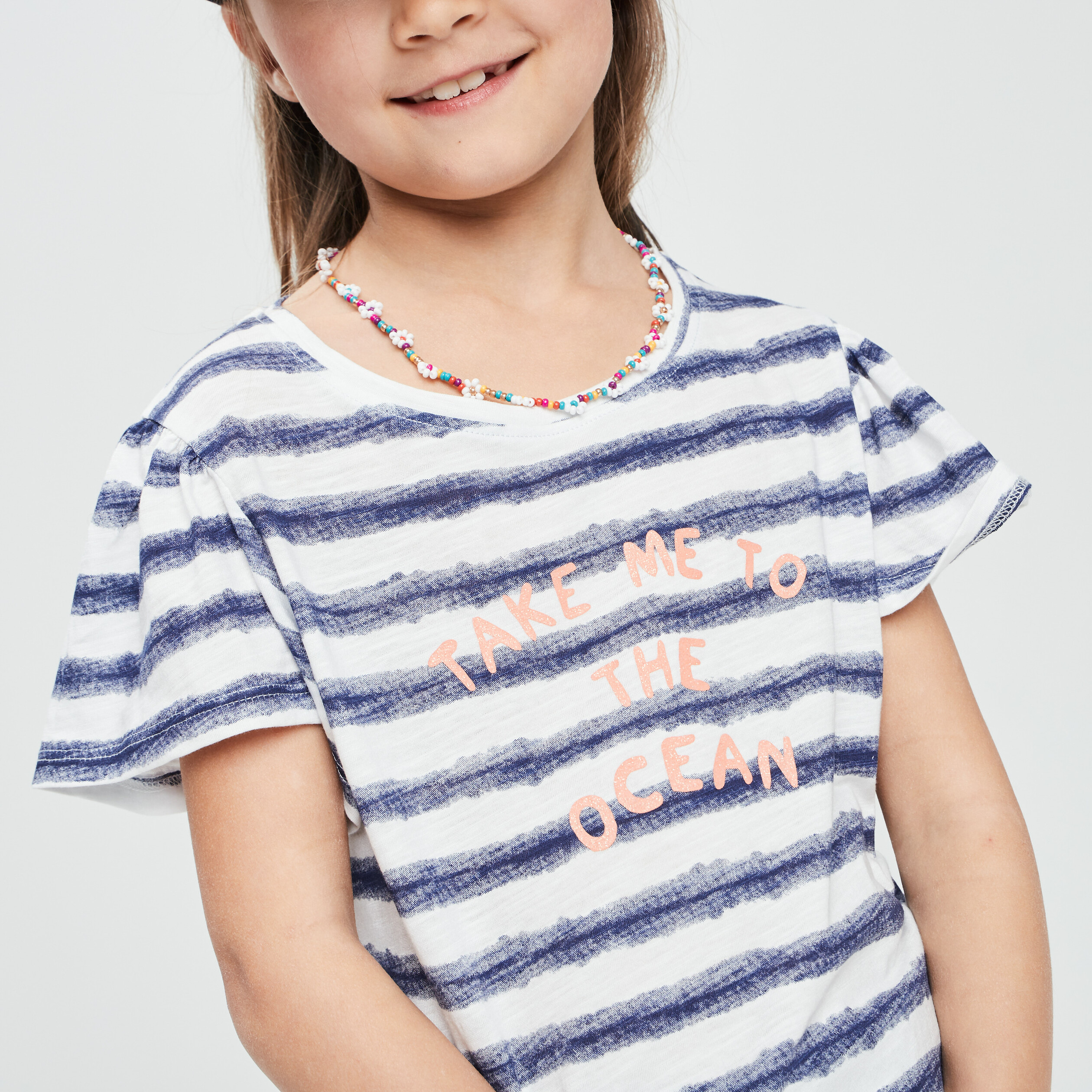 T-shirt manches courtes ecru fille | La Halle