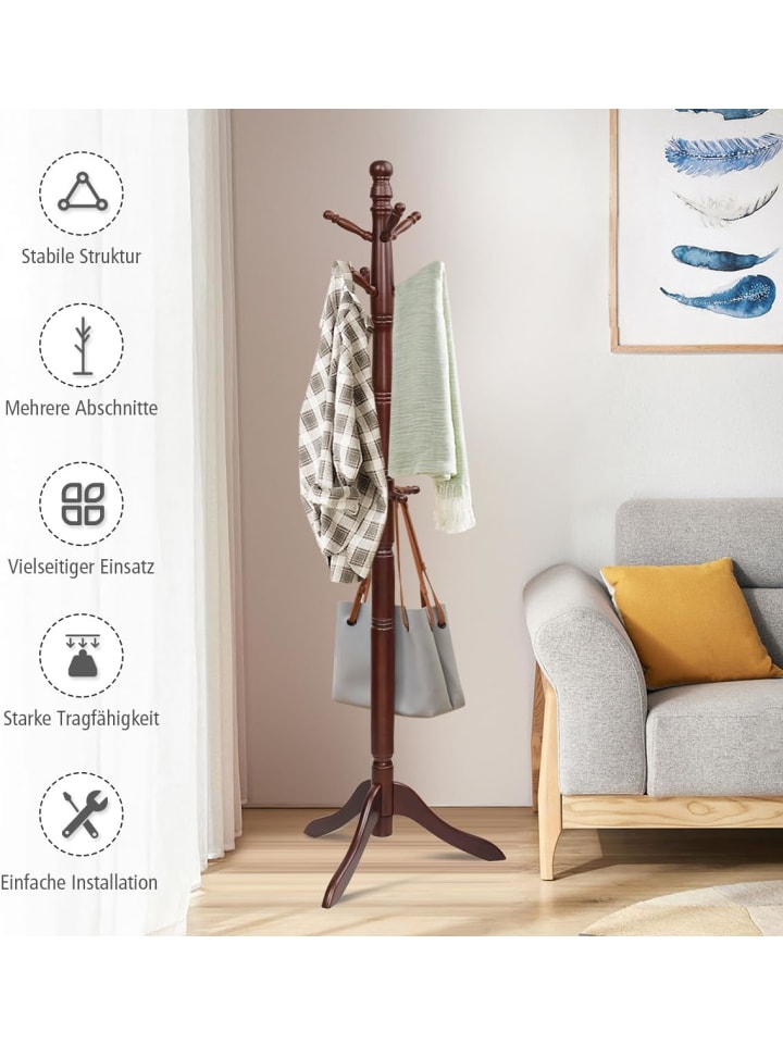 COSTWAY 175 cm Garderobenständer in Braun günstig kaufen onesize