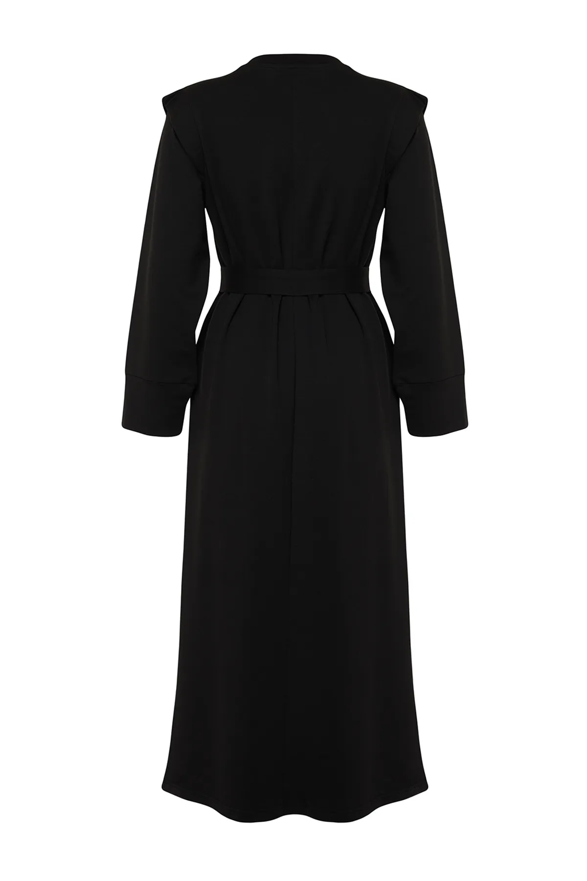 Trendyol Modest  Schwarzes Strickkleid mit Gürtel und Schulterdetail TCTSS24EB00120