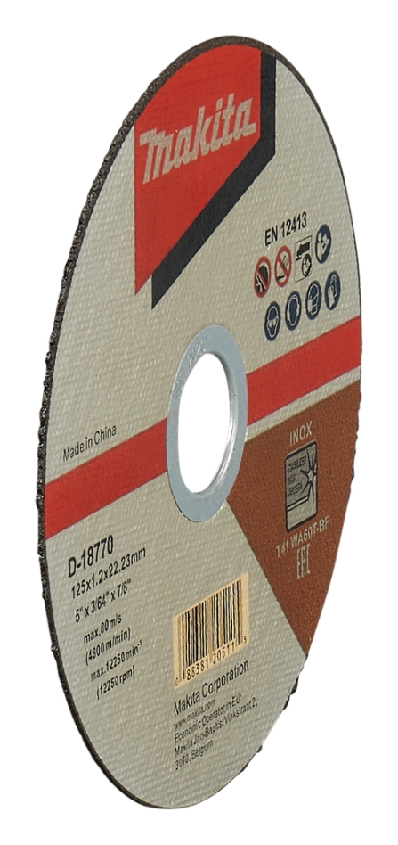 Disc de tăiere din oțel inoxidabil Makita Accessories D-18770-100 125 x 22,23 x 1,2 mm, 100 bucăți