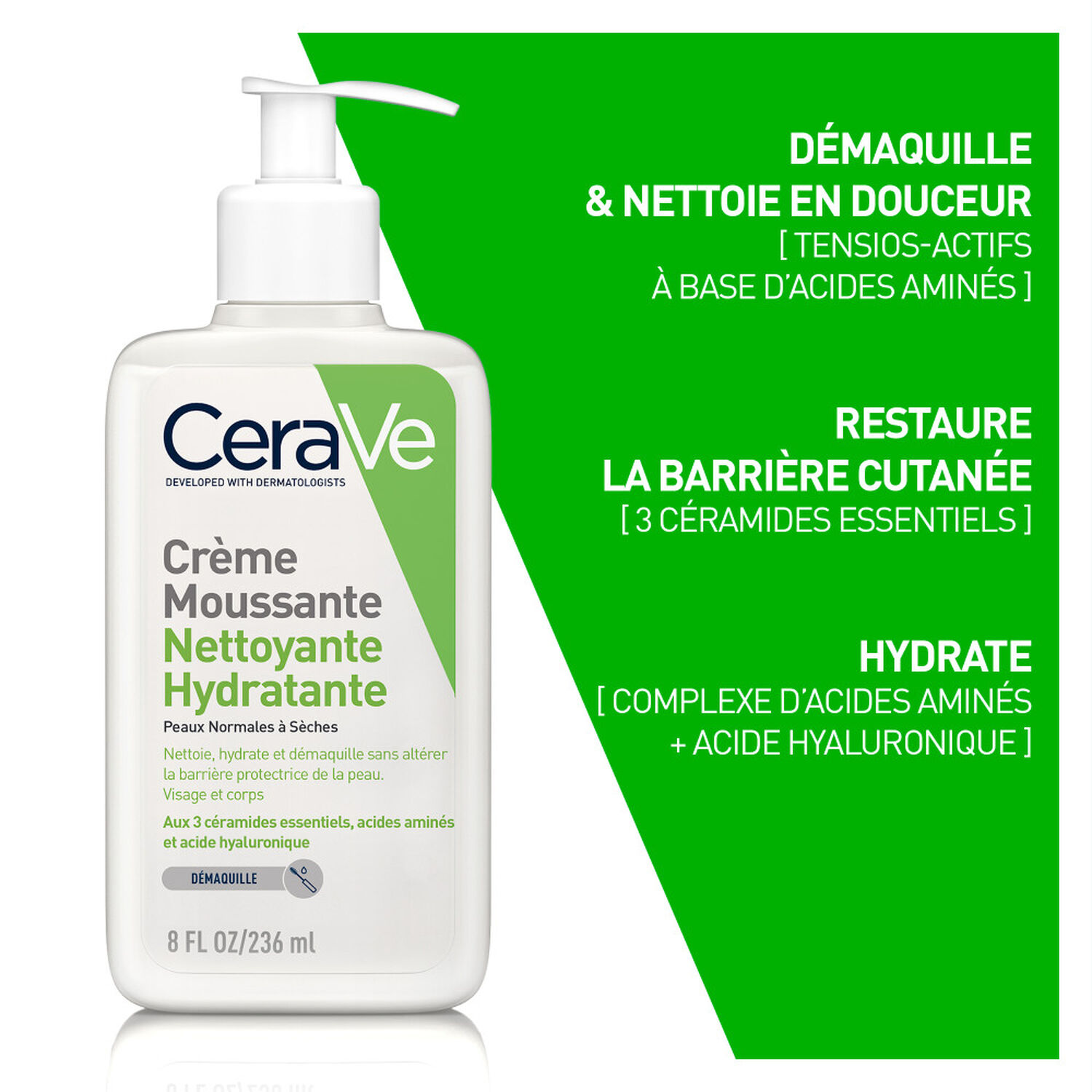 Cerave Crème Moussante Nettoyante, Hydratante 236 ml