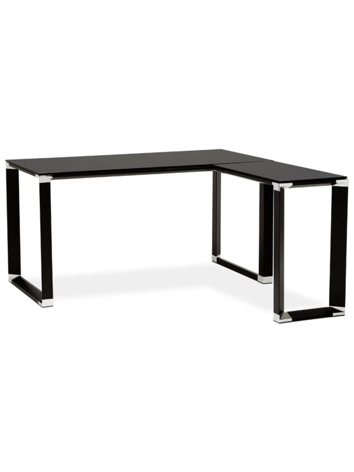 KADIMA DESIGN Eckschreibtisch Schwarz Metall Glas | Modernes Design in Schwarz günstig kaufen