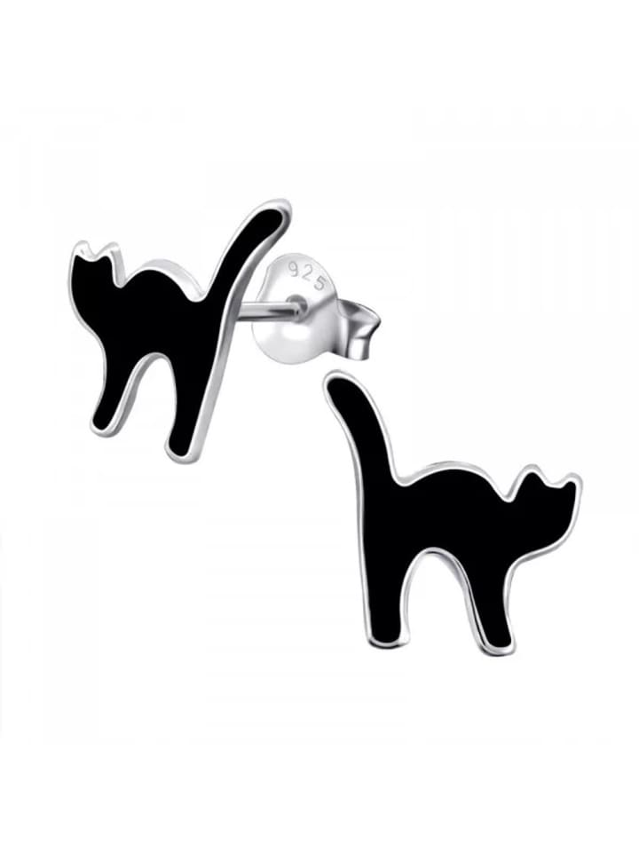 Alexander York Ohrstecker KATZE schwarz in 925 Sterling Silber, 2-tlg. günstig kaufen onesize