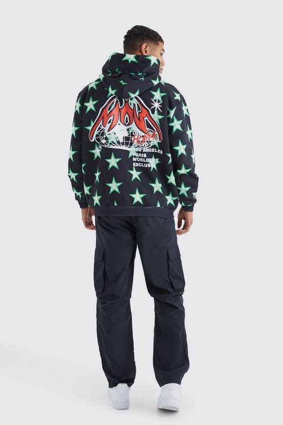 Oversize Hoodie mit Bärenohren-Print und Reißverschluss