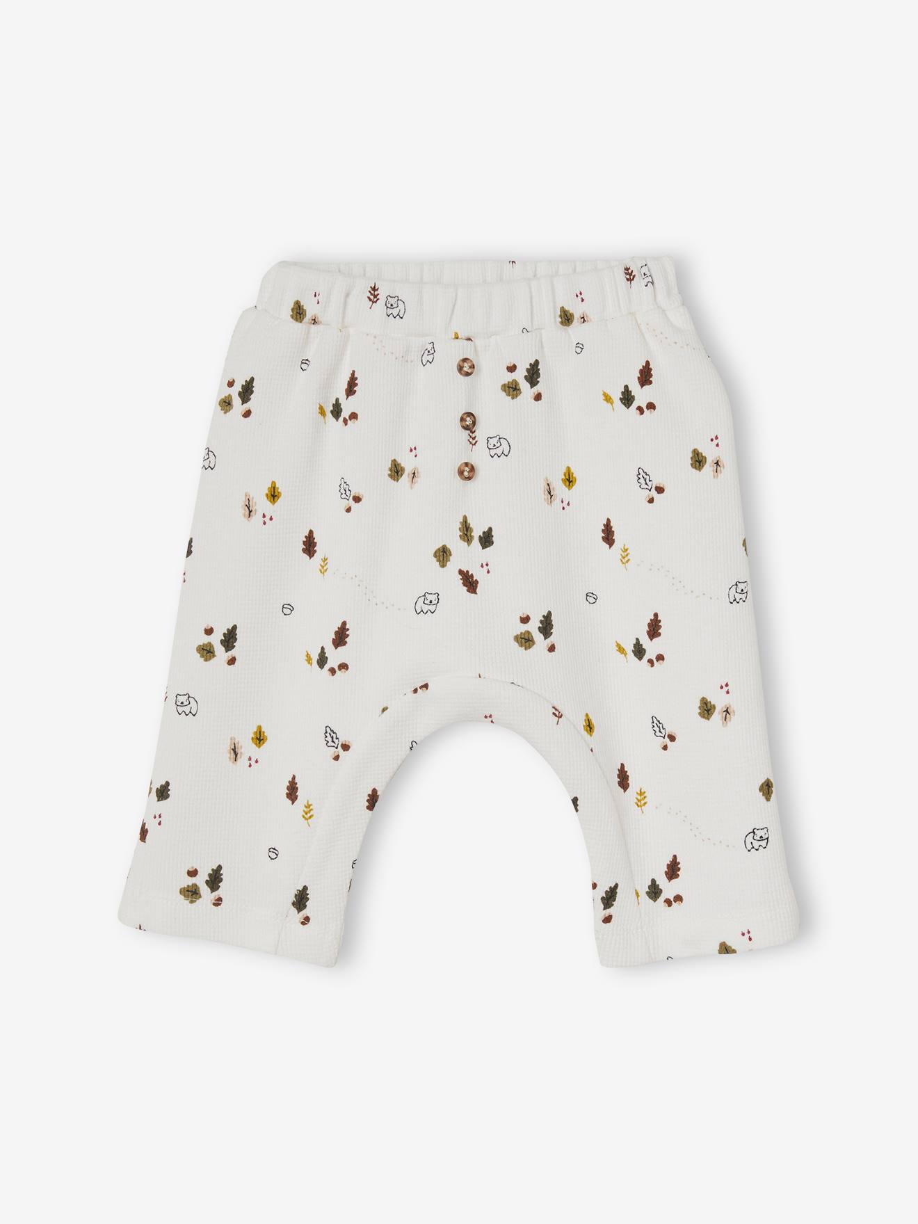 Lot de 2 pantalons bébé en nid d'abeille lot ivoire