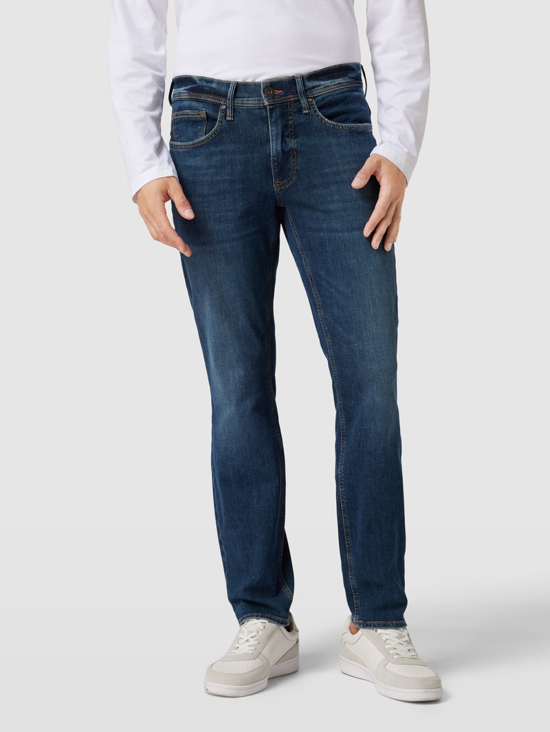 Slim Fit Jeans mit Kontrastnähten Modell 'Chris' in blau