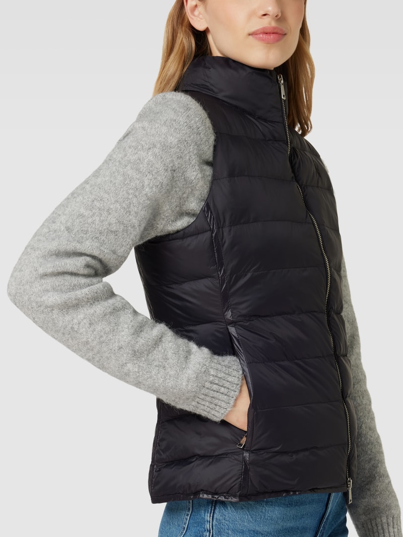 Steppweste mit Label-Stitching in schwarz