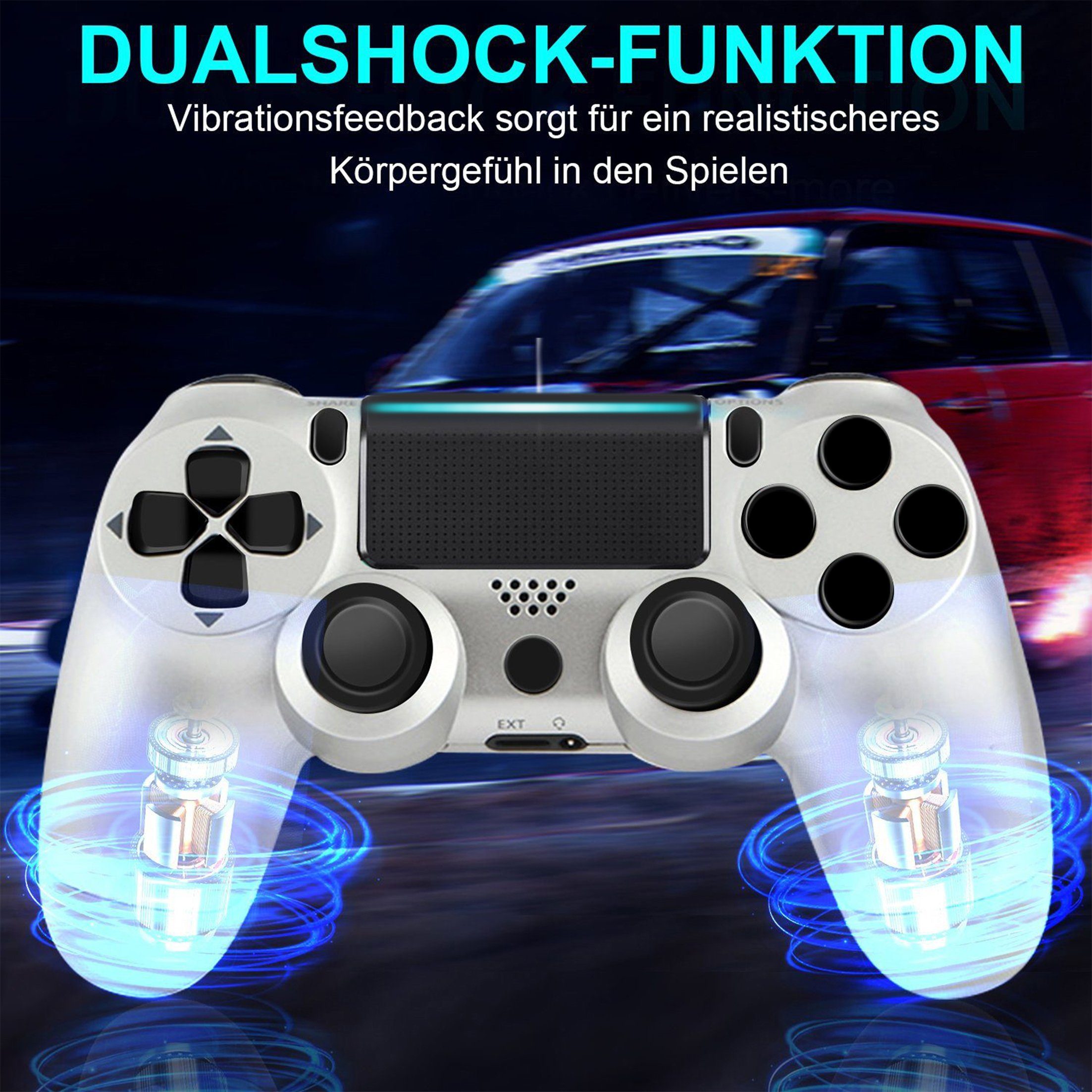KINSI Wireless Gamepad, Controller, für PS4, Bluetooth PlayStation 4-Controller