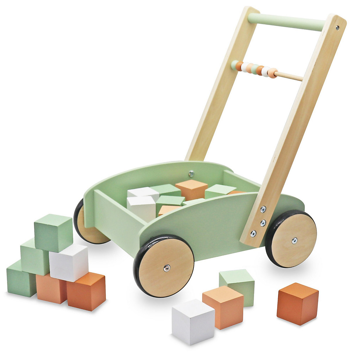 Rutschauto aus Holz, Schieber, Spielzeug-Kinderwagen ab 12 m, Holzspielzeug für Kleinkinder ab 1 Jahr, Kinderwagen