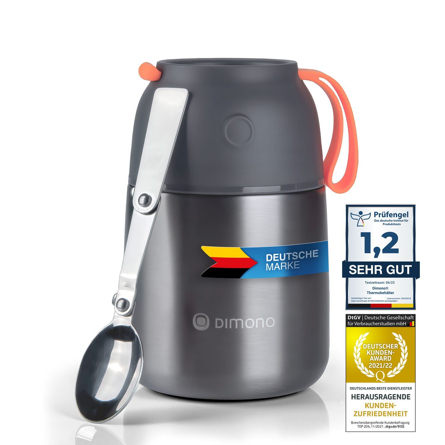 Dimono Thermobehälter Warmhaltebehälter, Edelstahl, (to-Go Lebensmittelbehälter, Essensbehälter für unterwegs)