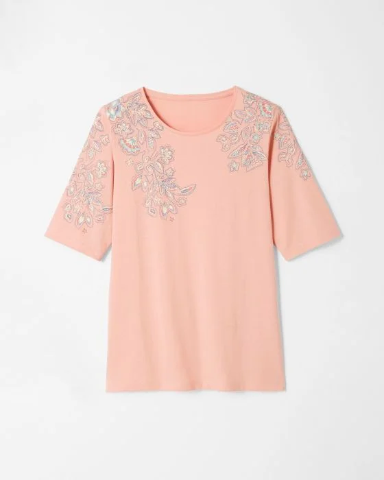 Tee-shirt imprimé placé floral