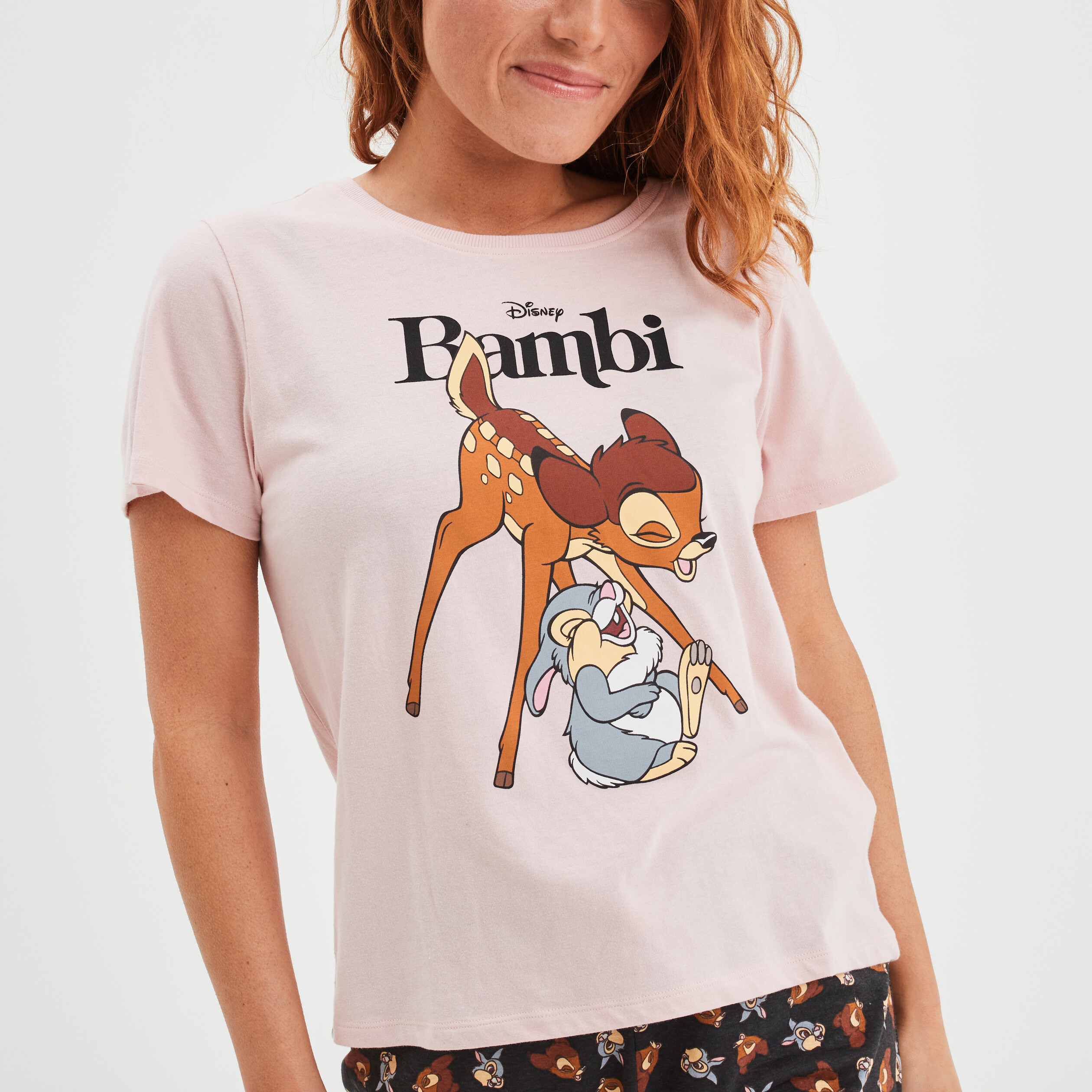 Ensemble pyjama 2 pièces coton Bambi rose clair femme | La Halle