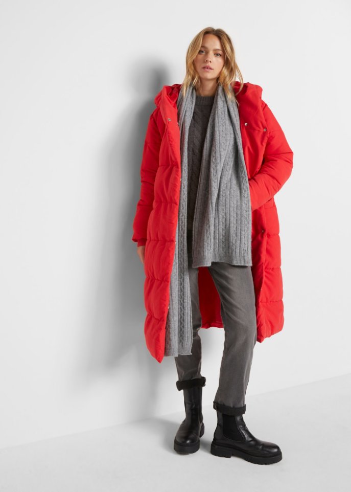 Wattierter Oversize-Mantel mit Kapuze, aus recyceltem Polyester