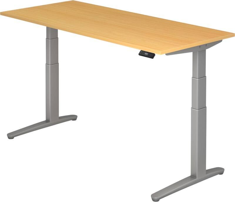 Hammerbacher Sitz-Stehschreibtisch XBHM Buche, Silber 1.800 x 800 x 720 mm