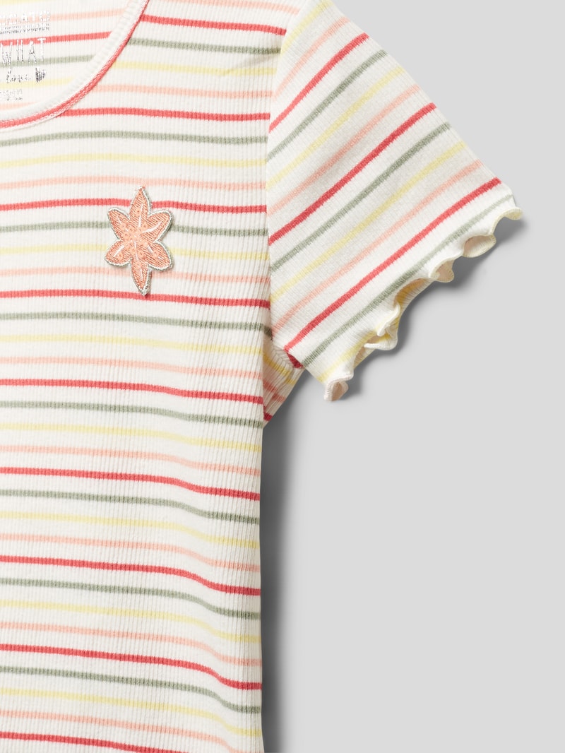 T-Shirt mit Streifenmuster in weiß
