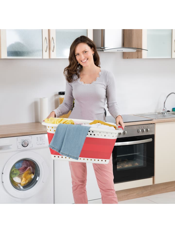 relaxdays Wäschekorb in Rot - (B)61 x (H)27 x (T)45,5 cm günstig kaufen onesize