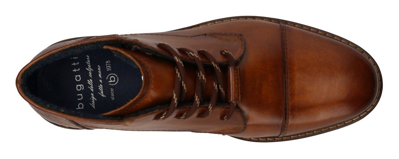 bugatti Schnürstiefelette mit Kroko-Prägung an der Ferse