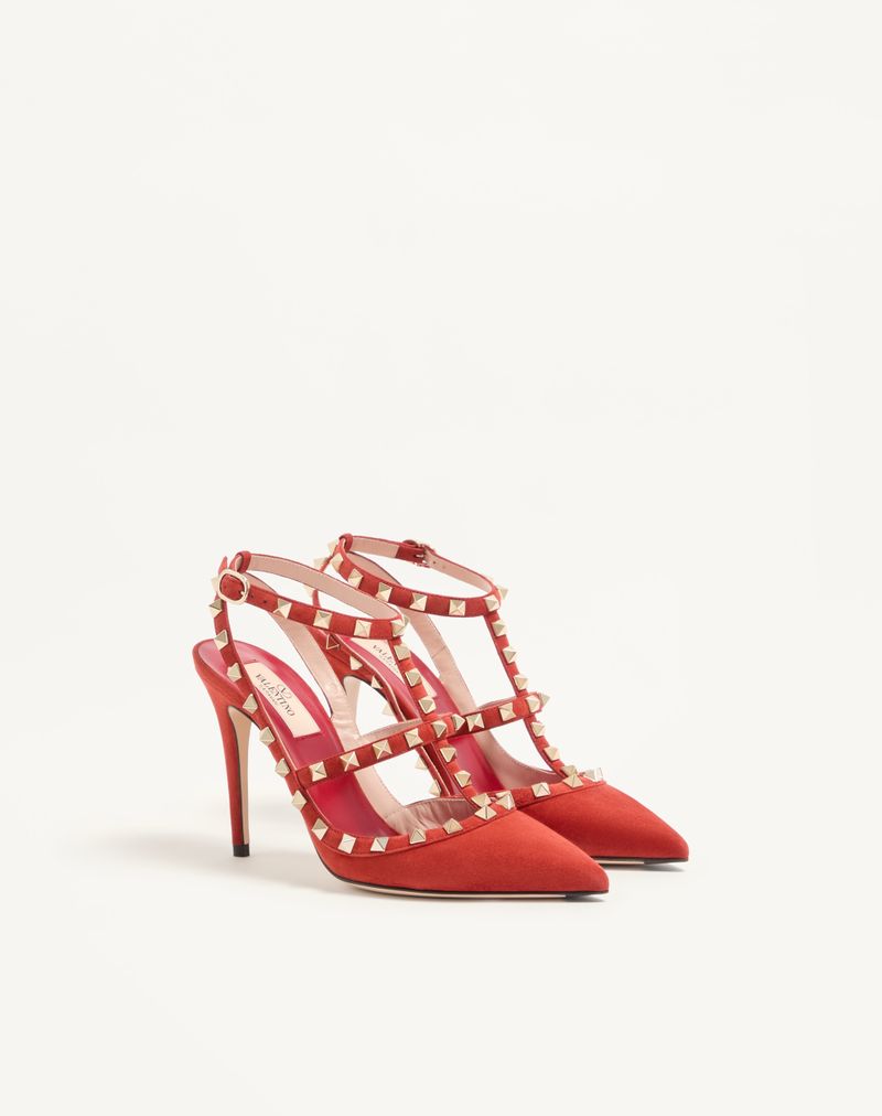 Sapato de salto Rockstud de camurça de 100 mm