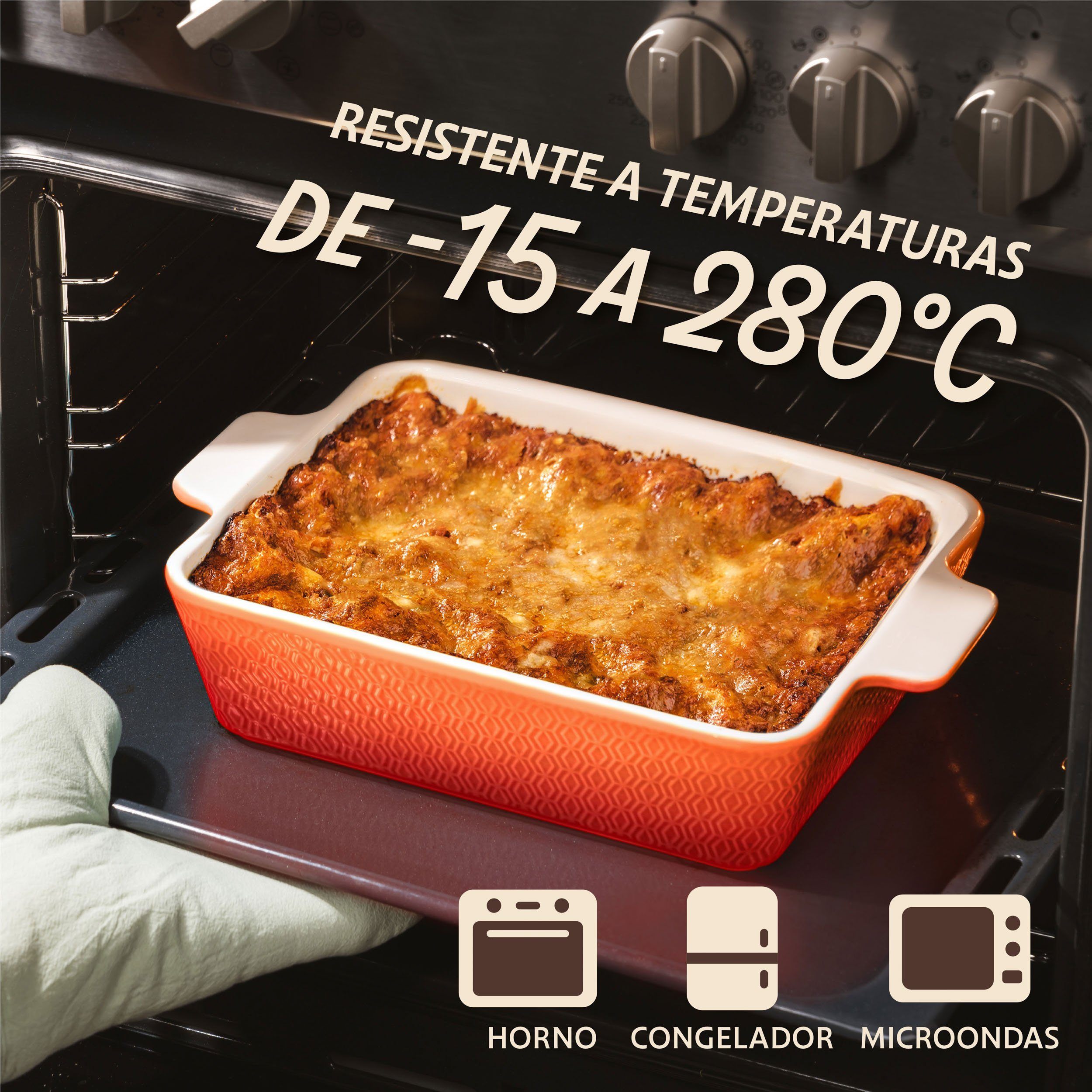 Praknu Auflaufform Groß Ofenfest Ofenform 28 cm - Hoher Rand Mit Antihaftbeschichtung, Porzellan - Keramik, (1-St), Für 4 Personen Lasagne, Tiramisu & Auflauf - Hoher Rand - Rechteckig