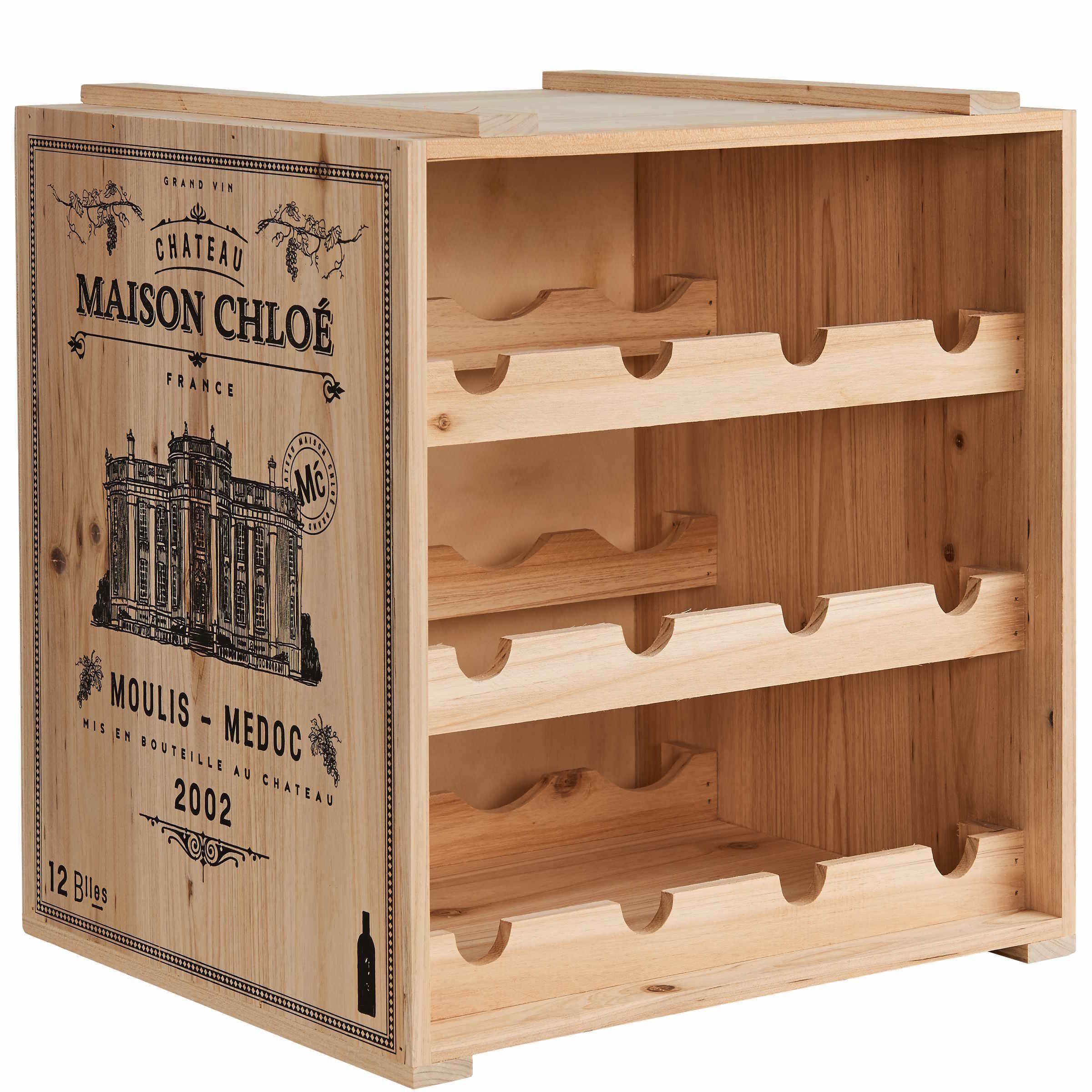 BUTLERS Weinregal VINOTHEK Weinregal, Weinkiste aus Tannenholz in Natur- Flaschenregal