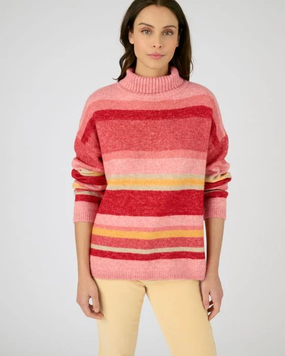 Pull col roulé rayé