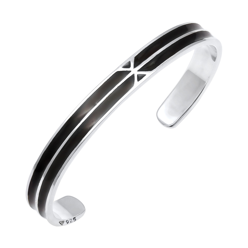 KUZZOI KUZZOI Bracelet Bracelet pour homme en émail ouvert de base en 925/1000 argent ma Bracelet