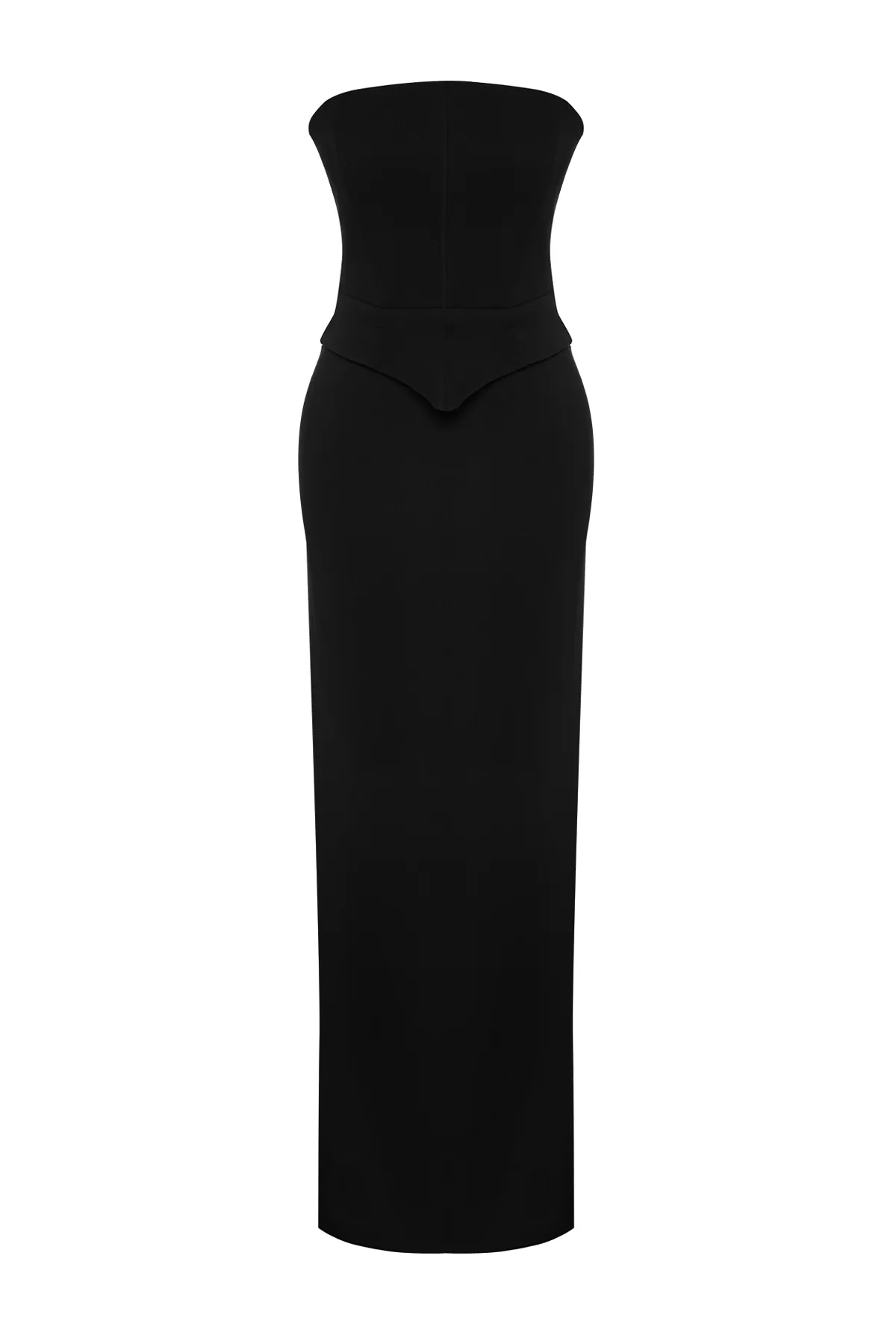 Trendyol Collection  Schwarzes, langes Abendkleid mit gewebtem Korsettdetail TPRSS24AE00148