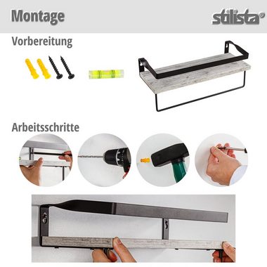 STILISTA Wandregal Küchenregal Wandboard Schweberegal Badregal, Set, Hängeregal, Volato Duo, 2er Set, mit Handtuchalter, Farbwahl