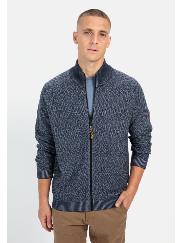 Camel Active Strickjacke mit Reißverschluss in Jeans Blau günstig kaufen