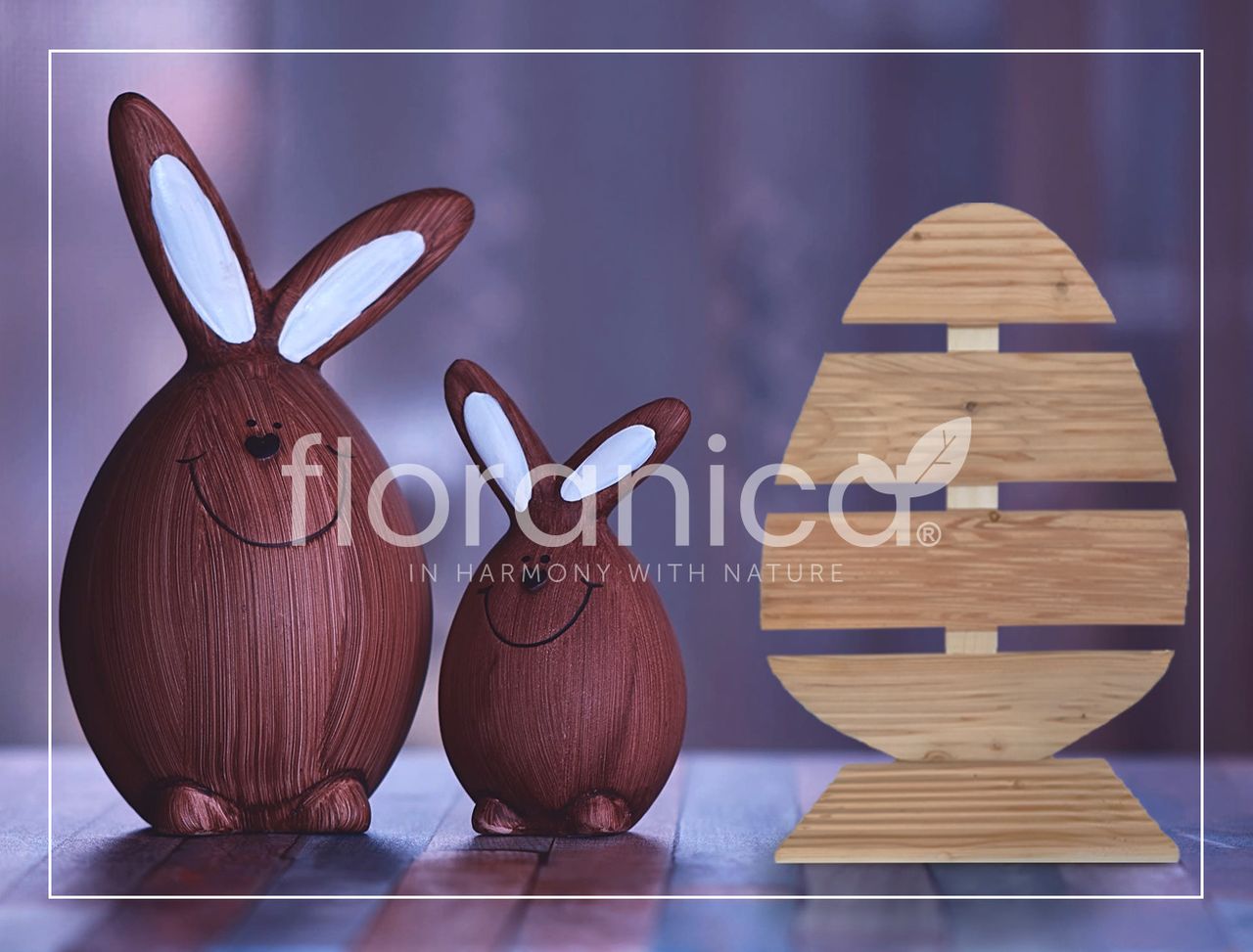 Pemicont Floranica Holz Osterei Osterdeko Lärchenholz Höhe 43cm Breite 31cm Unbehandelt Osterdekoration Modernes Design Kunsthandwerk osterdeko osterhasen tischdeko