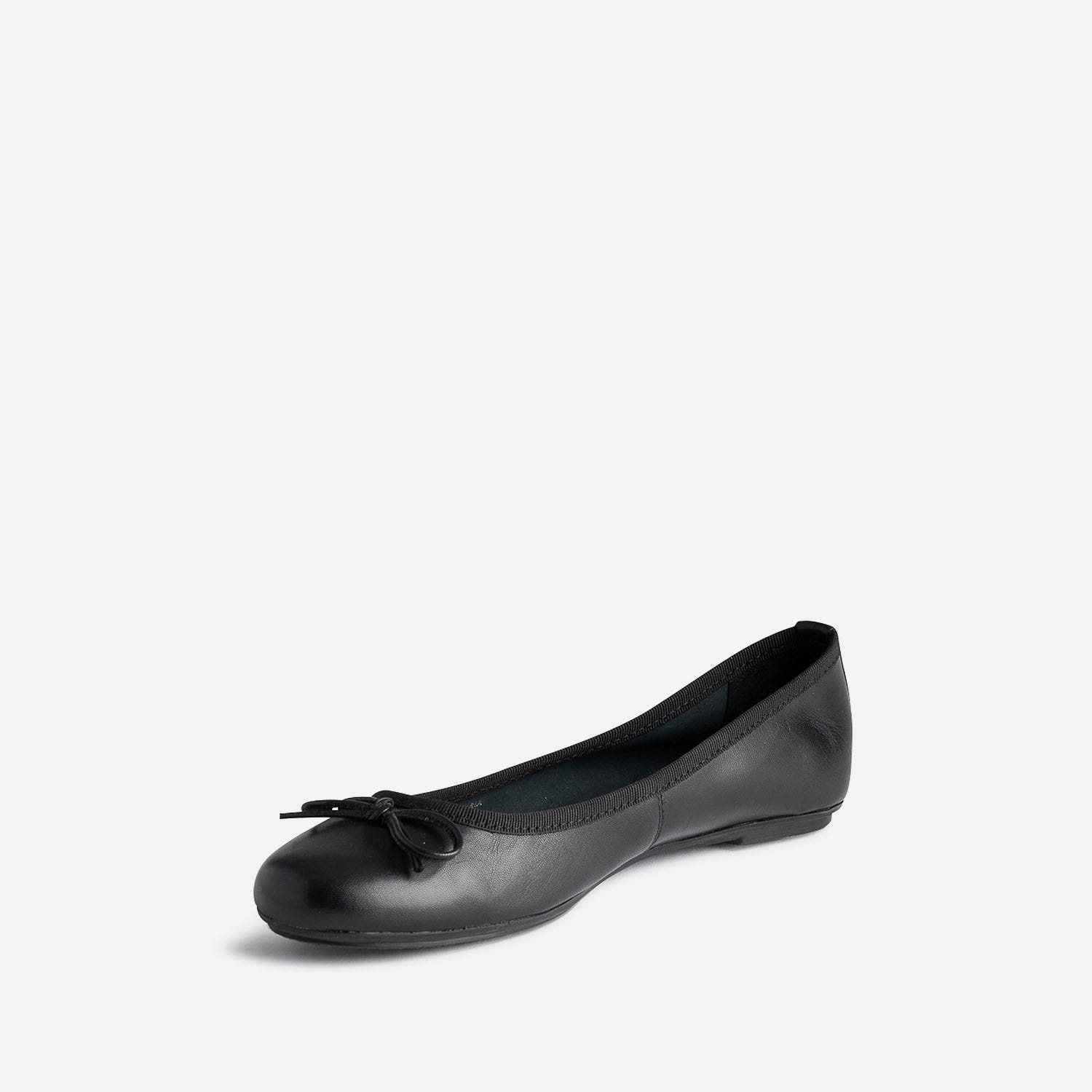 Ballerine noire en cuir avec noeud