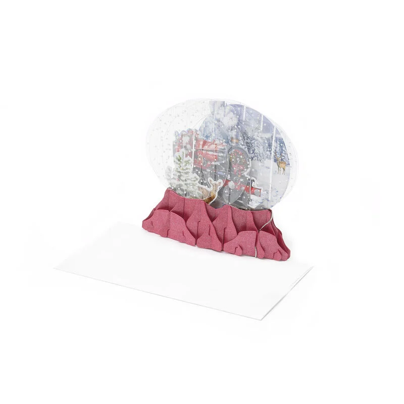 Tarjeta navideña desplegable - Globo de nieve