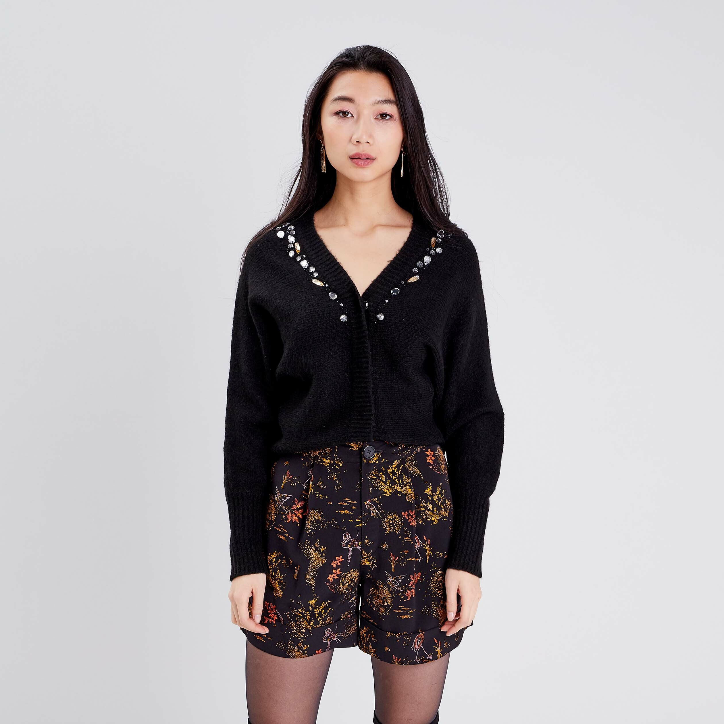 Gilet manches longues noir femme | Cache Cache