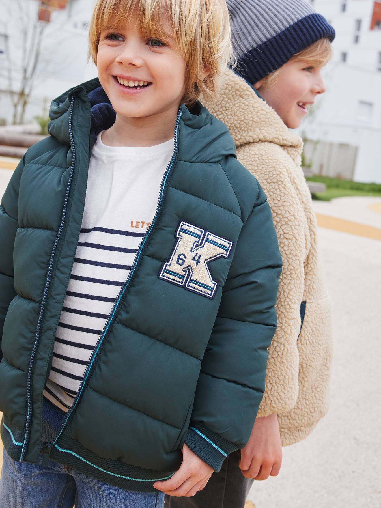 Vertbaudet Jungen Steppjacke mit Fleecefutter, Recycling-Polyester - tannengrün
