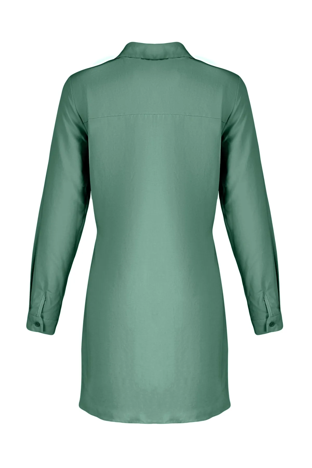 Trendyol Modest  Pistaziengrünes gewebtes Aerobin-Hemd mit Bindegürtel TCTSS22GO0105