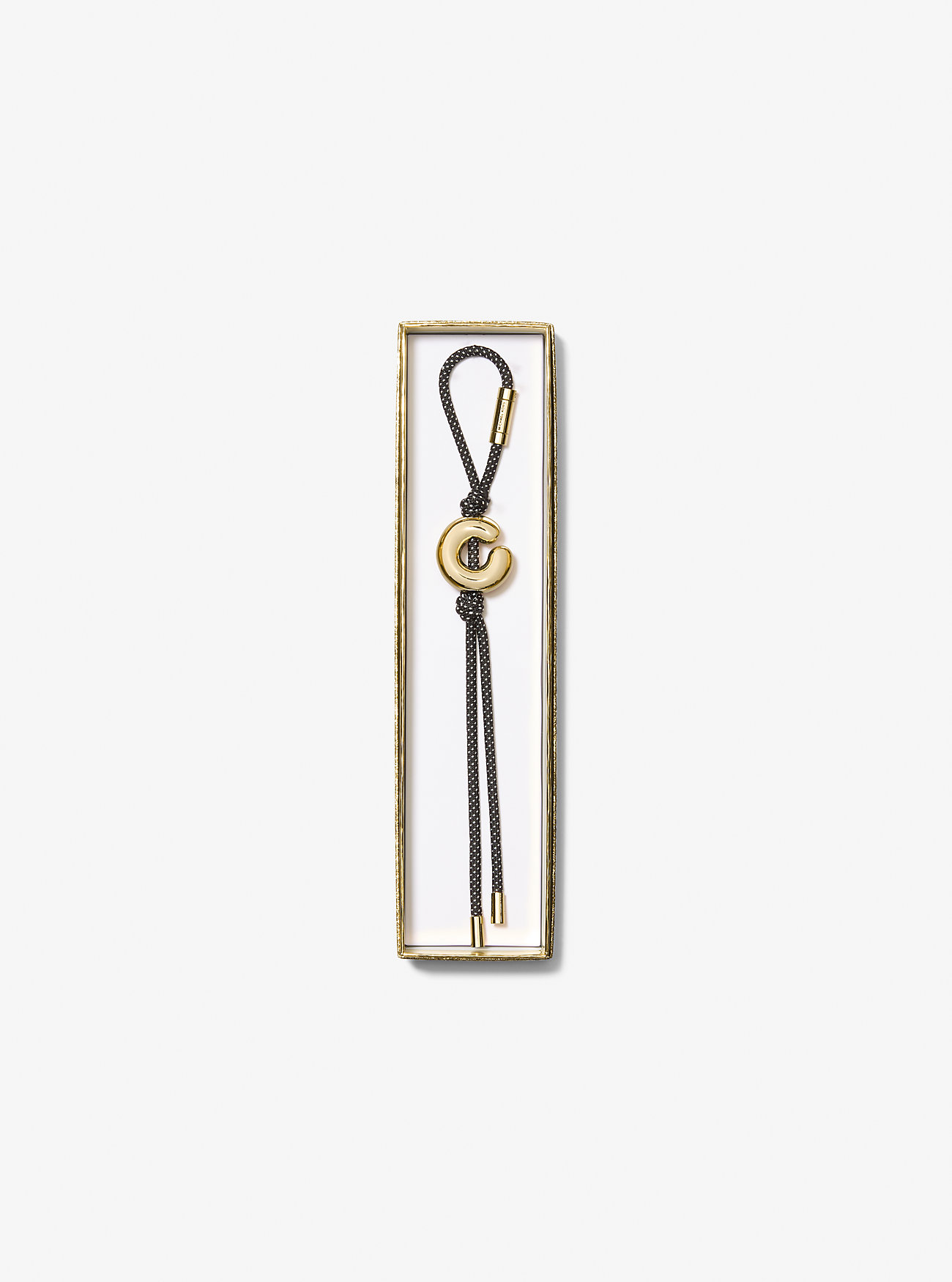 Ciondolo per borsa con iniziale in cordino color oro e maculato - ORO 18K