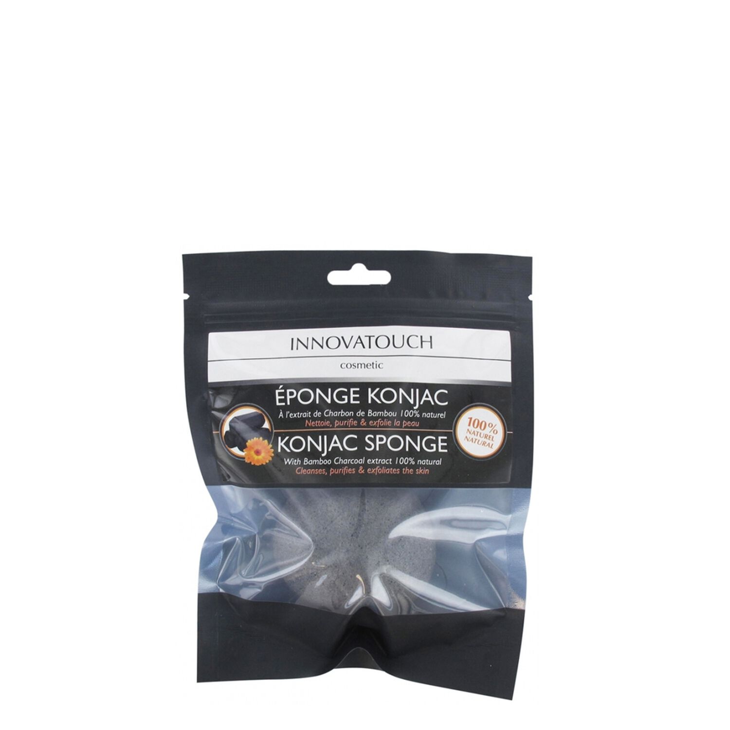 Innovatouch Éponge Konjac Extrait de Charbon de Bambou Nettoie, Purifie et Exfolie