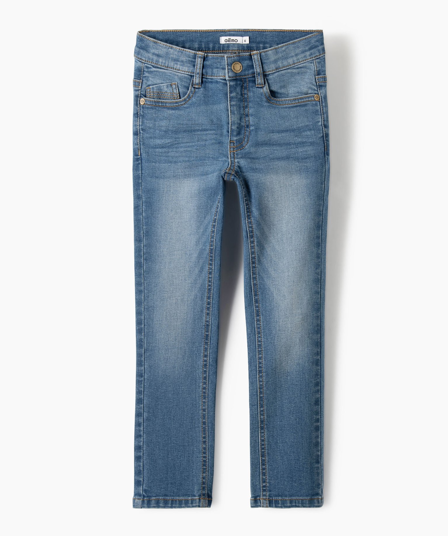 Jean Garçon coupe slim 5 poches stone | GEMO
