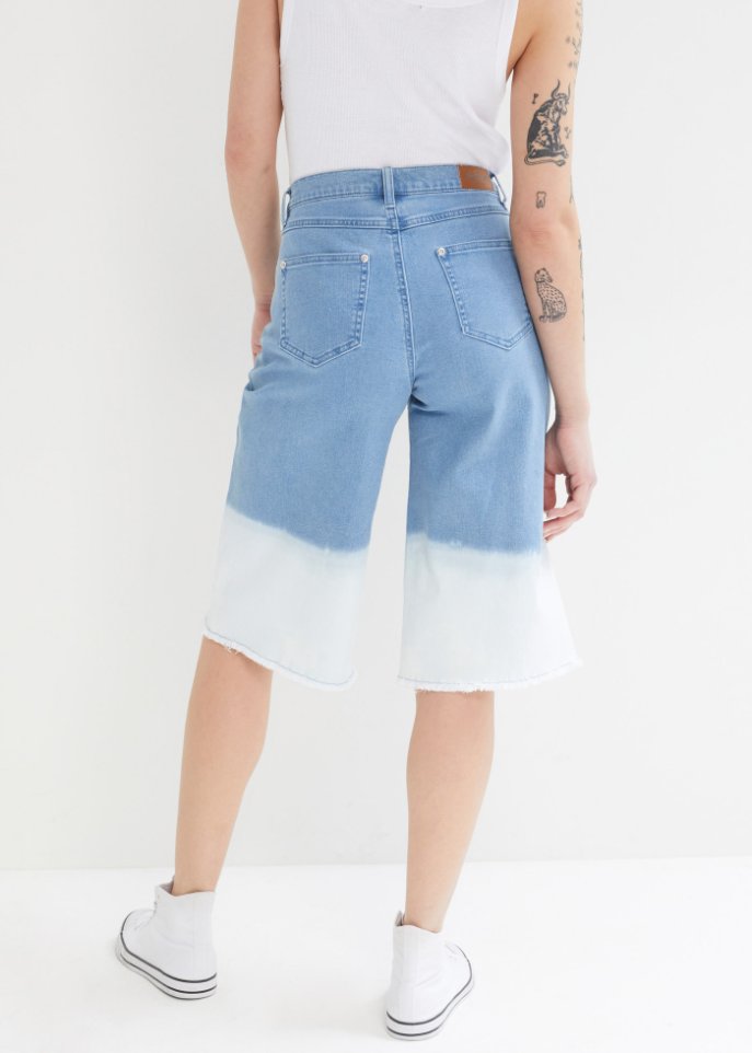 Stretch-Jeans-Bermuda, Dip Dye